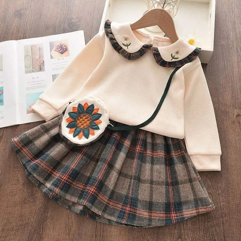 Autumn Fashion Girls Fashion Knitted 2 Pieces Sets Simplicity Sweater Coat Skirt Girls Boutique Outfits Baby Girl Winter Clothes