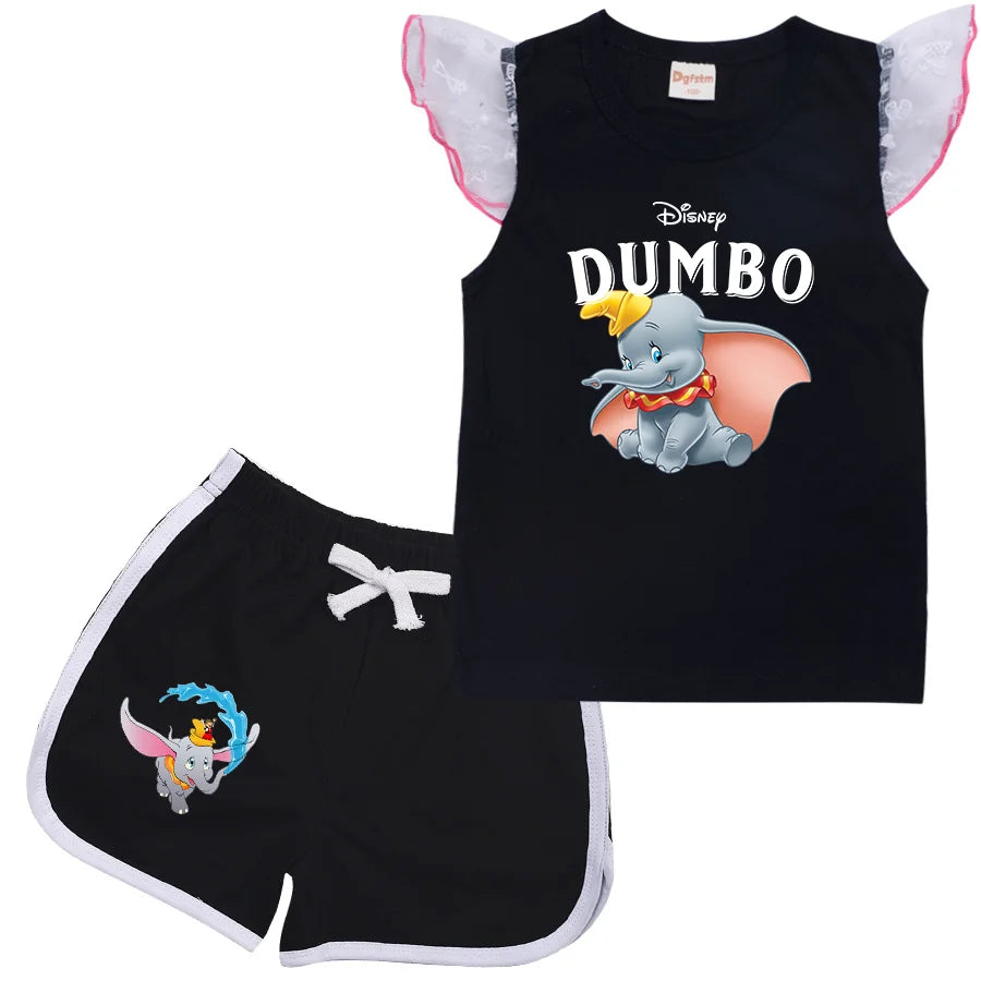 Dumbo Cartoon Clothing Baby Boys Summer Clothes T-shirt+shorts Baby Girls Casual Clothing Sets