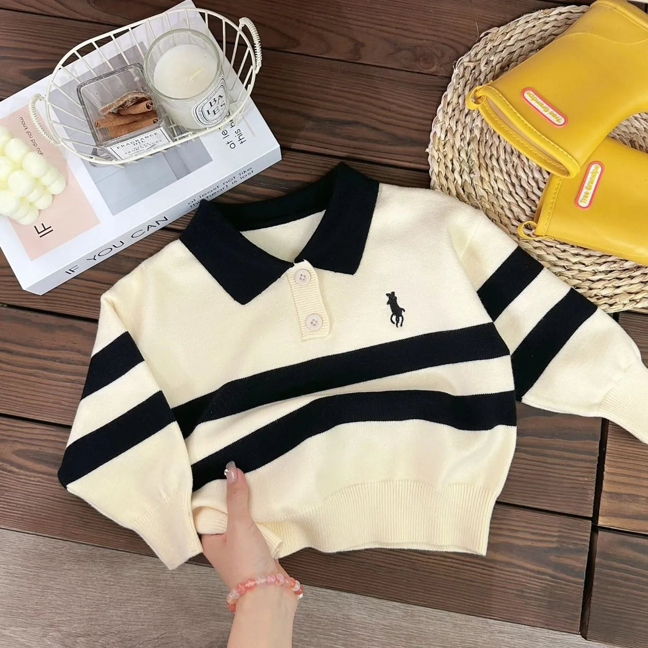 IYEAL Autumn Winter Children's Boy's Clothing 2024 Fashion Child Sweater for Boys Girls Casual Striped Sweaters Warm Outerwear