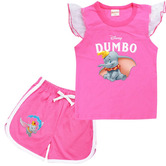 Dumbo Cartoon Clothing Baby Boys Summer Clothes T-shirt+shorts Baby Girls Casual Clothing Sets