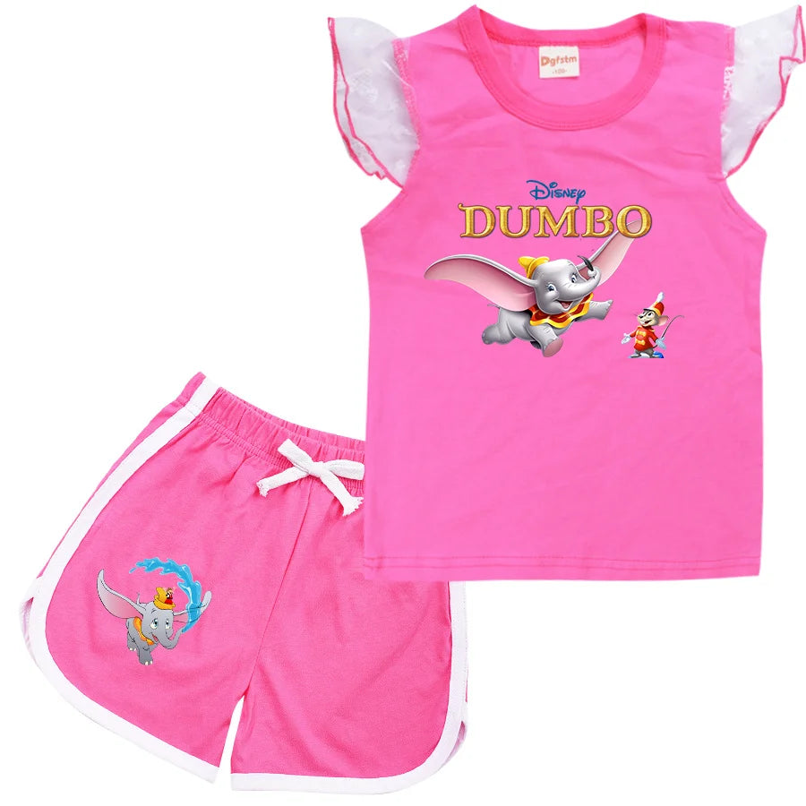 Dumbo Cartoon Clothing Baby Boys Summer Clothes T-shirt+shorts Baby Girls Casual Clothing Sets